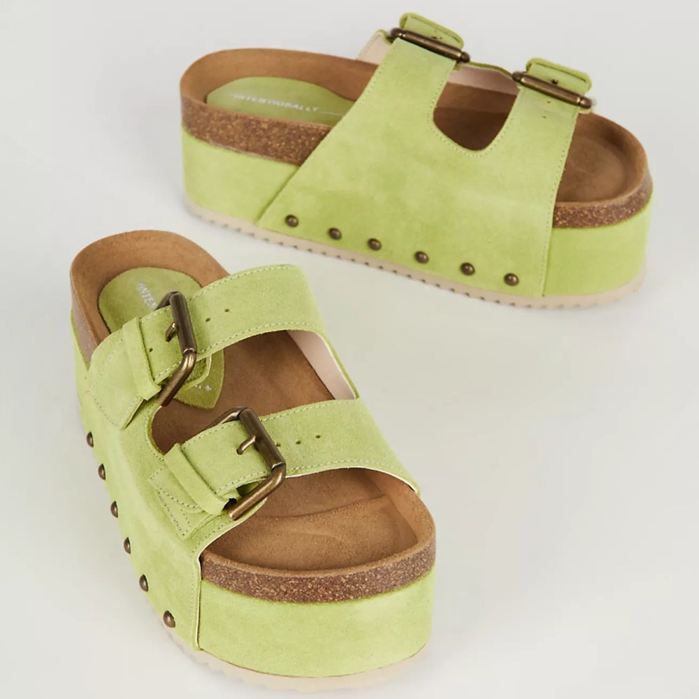 Intentionally Blank Cooper Platform Slide Sandals - Green